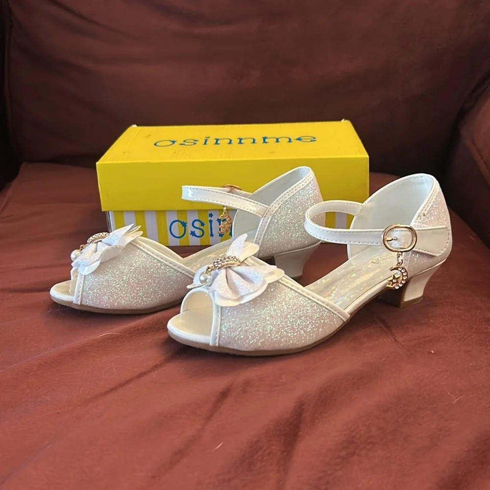 Osinnme White Shoes Size 3 Girls Flower Girl